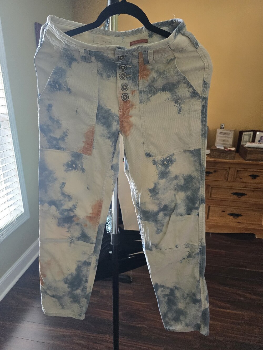 Pilcro White Tie-Dye Patchwork Women's Jeans - Casual Button-Front